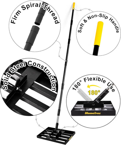 Lawn Leveling Rake, 17"x10" Heavy Duty Sand Leveling Tool with 6.7FT Stainless Steel Long Handle