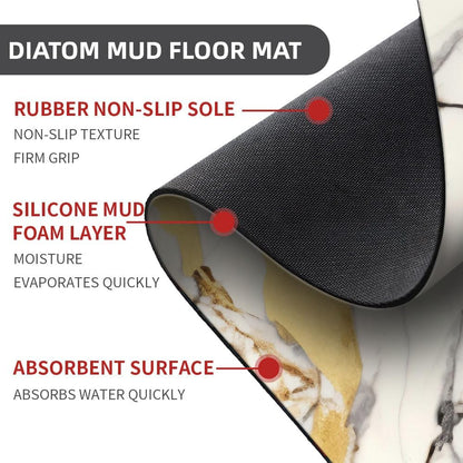 Bath Mat-Bathroom Rug，Abstract Marble Gold-Absorbent Non Slip Quick Dry Stain Resistant Easy to