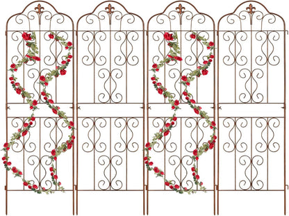 hogardeck 4 Packs 60 * 18 inch Metal Garden Trellis for Climbing Plants Outdoor,Heavy Duty,Gold