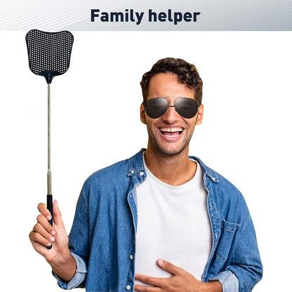 Fly Swatter, Flexible and Durable Telescopic Stainless Steel Retractable Handle ，Manual Fly
