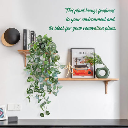 LOYWREE 39-in Long Fake Hanging Plant with Pot Faux Pothos Artificial Potted Plants Small Faux Ivy