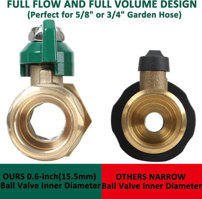 STYDDI Full Flow Brass Garden Hose Shut Off Valve, Heavy Duty 1-Way No Restricted-Flow Water
