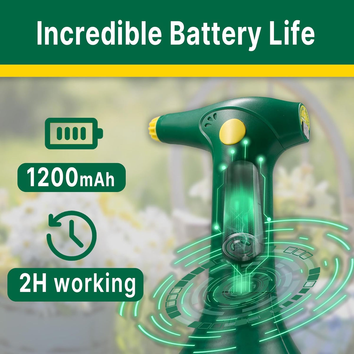 T TOVIA: Garden Sprayer 1 Liter Battery Spray Bottle Powered Electric, Rechargeable, Portable