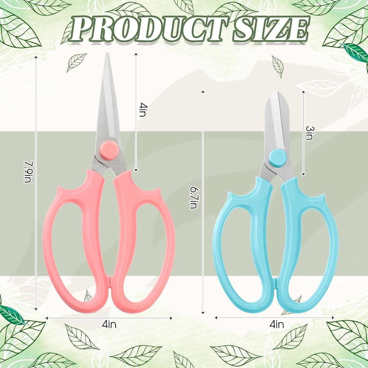 12 Pcs Gardening Tools Flower Scissors Flower Bar Supplies Pastel Rainbow Color Pruning Scissors