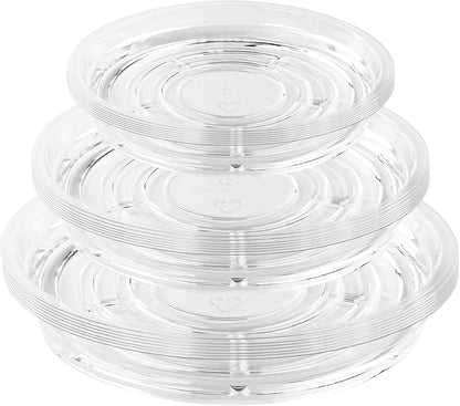 21 Pack Clear Plastic Plant Saucer Drip Trays (6 inch /8 inch /10 inch) Plant Plate Dish for Indoor