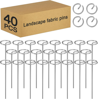 40 Pcs 6-Inch Heavy-Duty Galvanized Landscape Staples – Thickened 8 Gauge Circle Top Pins