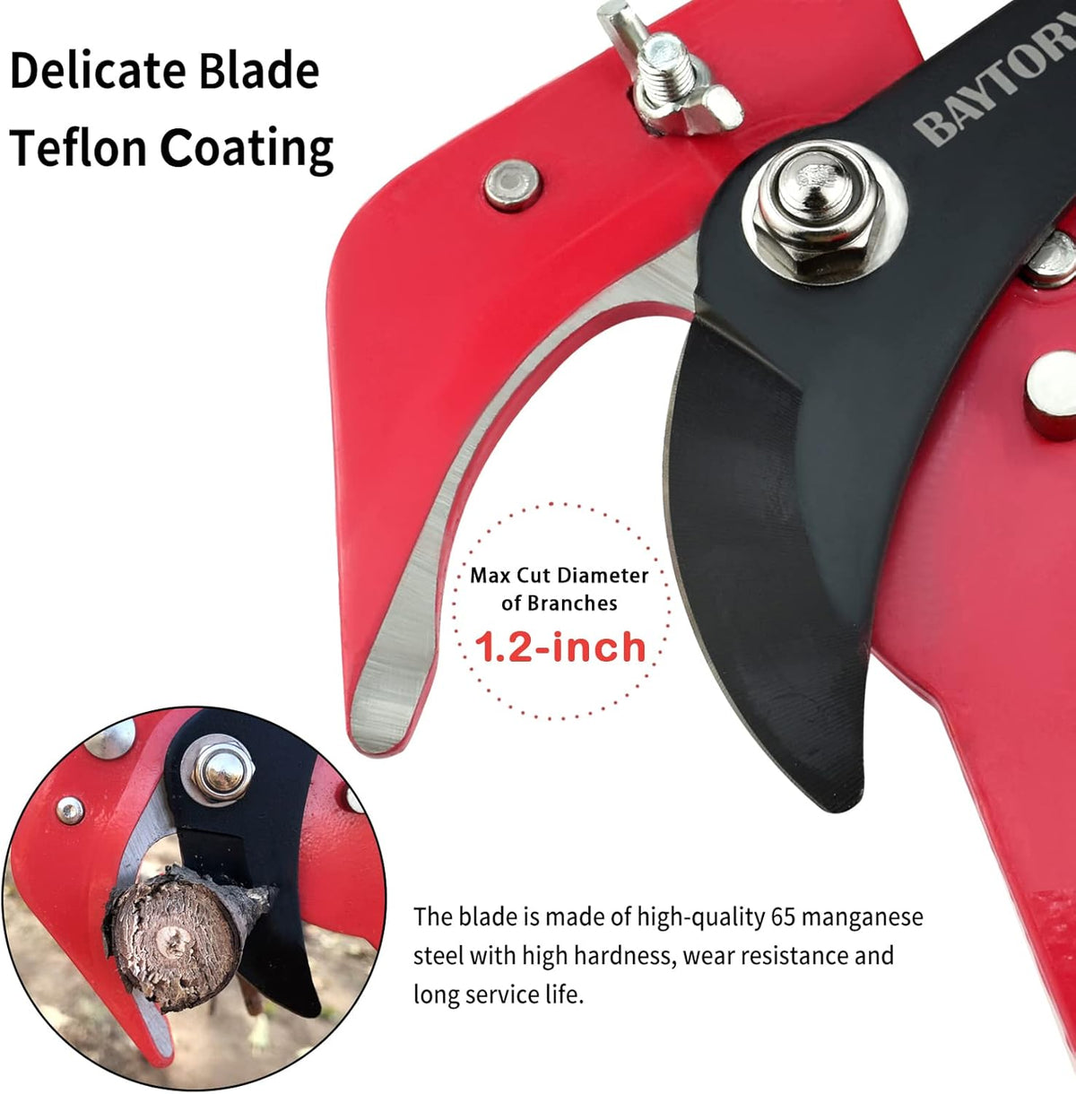 BAYTORY Extendable Tree Pruner Saw Head Without Pole, High-Altitude Branches Trimmer Pruning