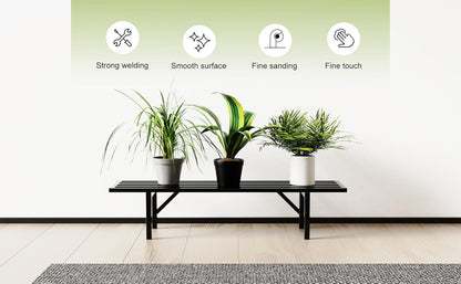 Zhongma One Tier Metal Plant Stand (35.43 L x 8.66 W x 7.9 H) Heavy Duty Plant Holder for Home