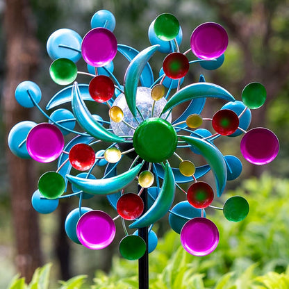 Solar Wind Spinners Outdoor - Wind Sculptures & Spinners, 60.6 Inch Windmill Kinetic Yard Art Decor