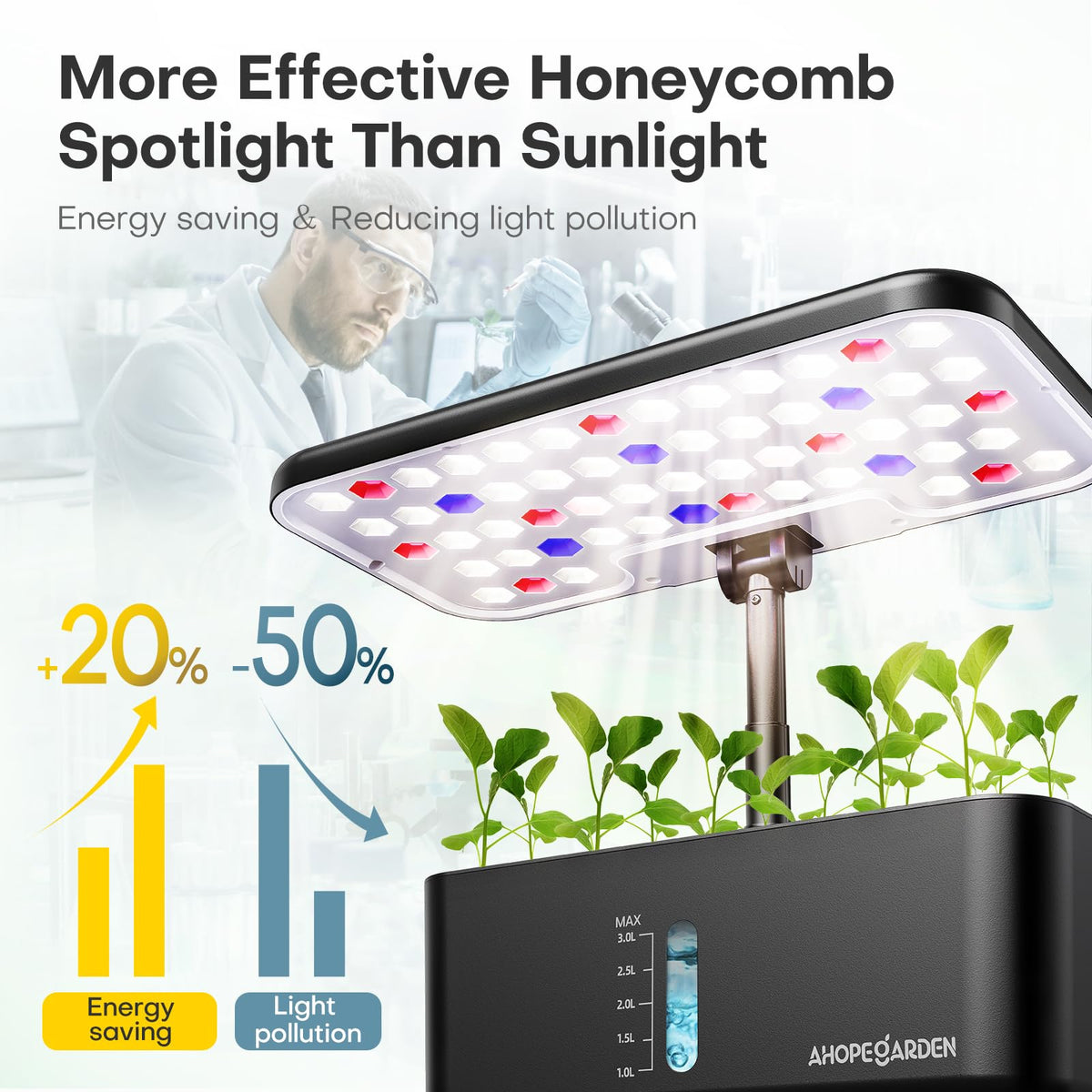 Ahopegarden Indoor Garden Hydroponics Growing System: 10 Pods Kit with LED