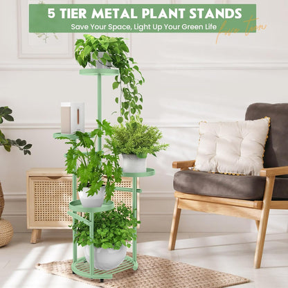 TOSKING 5 Tier Metal Plant Stand Indoor， Plant Shelf, Corner Shelf Flower Pot Stand for Outdoor