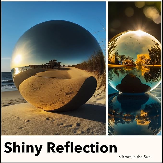10 Inch Stainless Steel Gazing Globe,v2croft Hollow Ball Mirrored Surface Polished Shiny