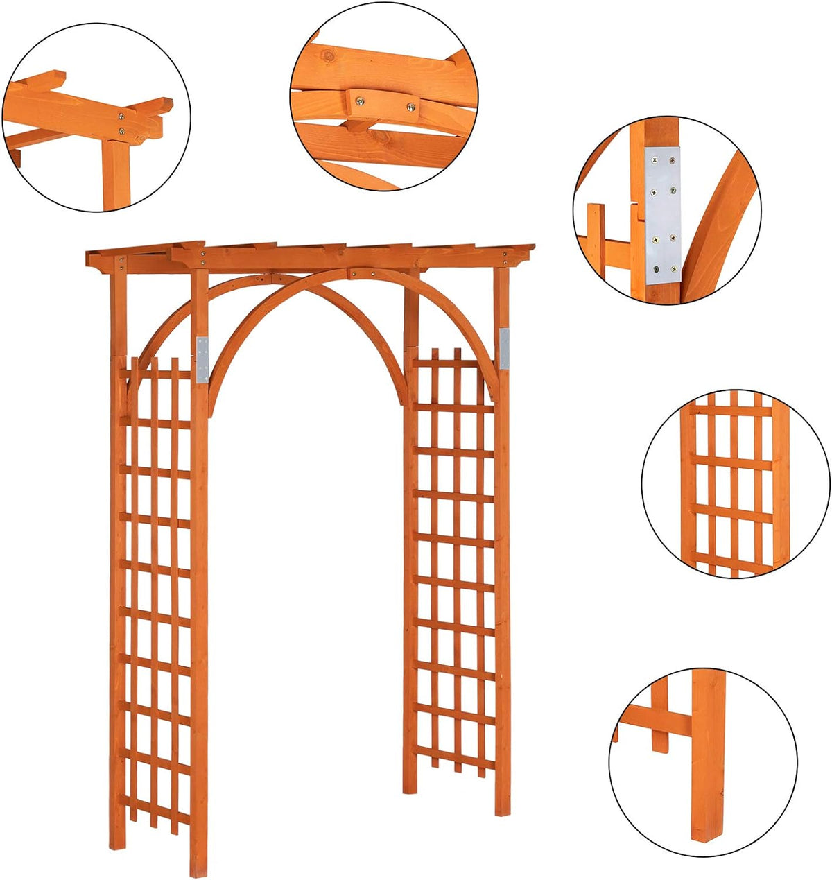 VINGLI 85in Wooden Arbor, Wedding Arch for Ceremony, Wood Trellis for Plant Climbing, Christmas
