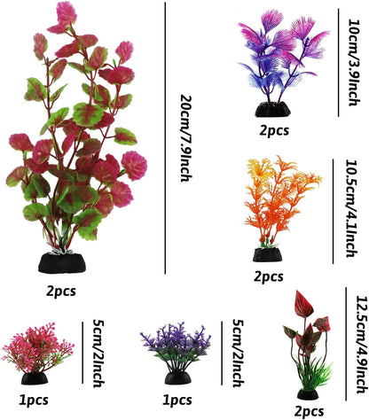 Aquarium Decorations Plants, 10pcs Aquarium Decor Colorful Plants, Fish Tank Accessories, Fish Tank