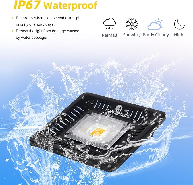 CANAGROW Waterproof Plant Light, Outdoor Grow Light, Sunlike Full Spectrum LED Grow Lamp, Refugium