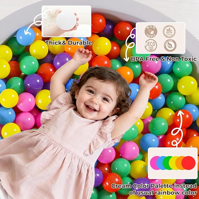 TRENDPLAY Plastic Balls for Ball Pits 2.2 Inch, Pack of 50 100 200 500 Hollow Balls, Perfect for