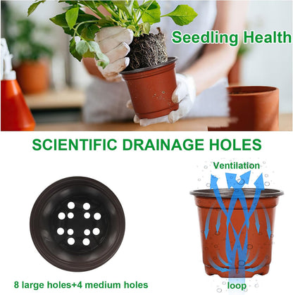 Augshy 40 Pcs 6" Plastic Plant Nursery Seed Starting Pots for Indoor Outdoor Succulent Seedling