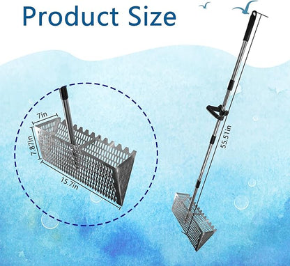 Sand Flea Rake Set, Sand Sifter for The Beach, Stainless Steel Shark Tooth Sifter, with 16" Width