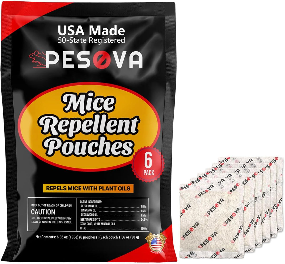 Mouse Repellent Pouches, Natural Rodent Repellent for Home, Car, RV, Garage, and Storage-Peppermint