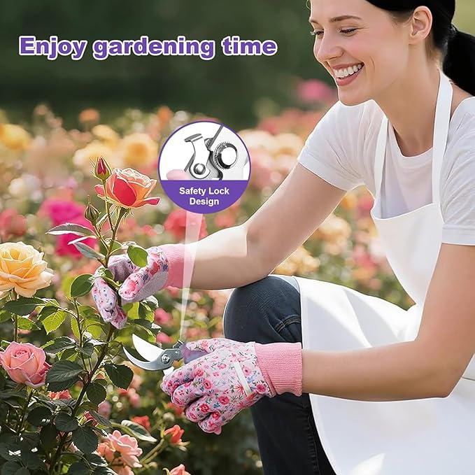Gardening Gifts for Mom Kit with Purple Flower Print,Garden Hand Tool Set for Women Mothers Day