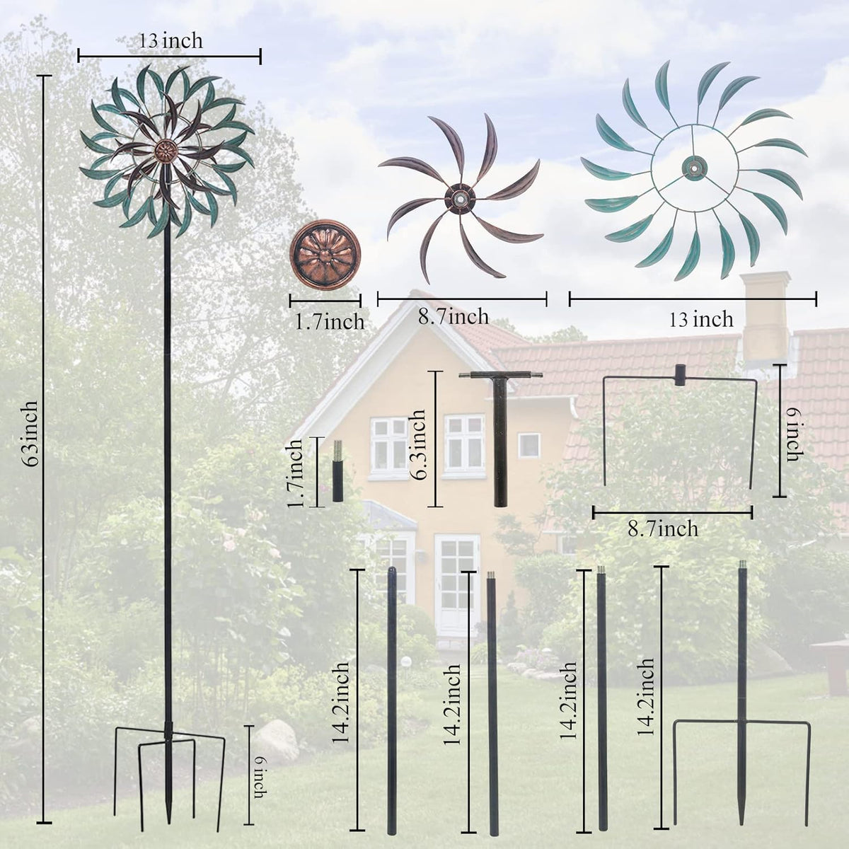Stargarden Metal Wind Spinner,Two-Way Wind Sculptures,360 Degrees Kinetic Wind Spinners for Yard