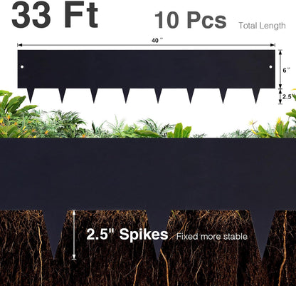 10-Pack Galvanized Steel Landscape Lawn Edging - 8.5 inch Height Black Powder Coated Bendable Metal
