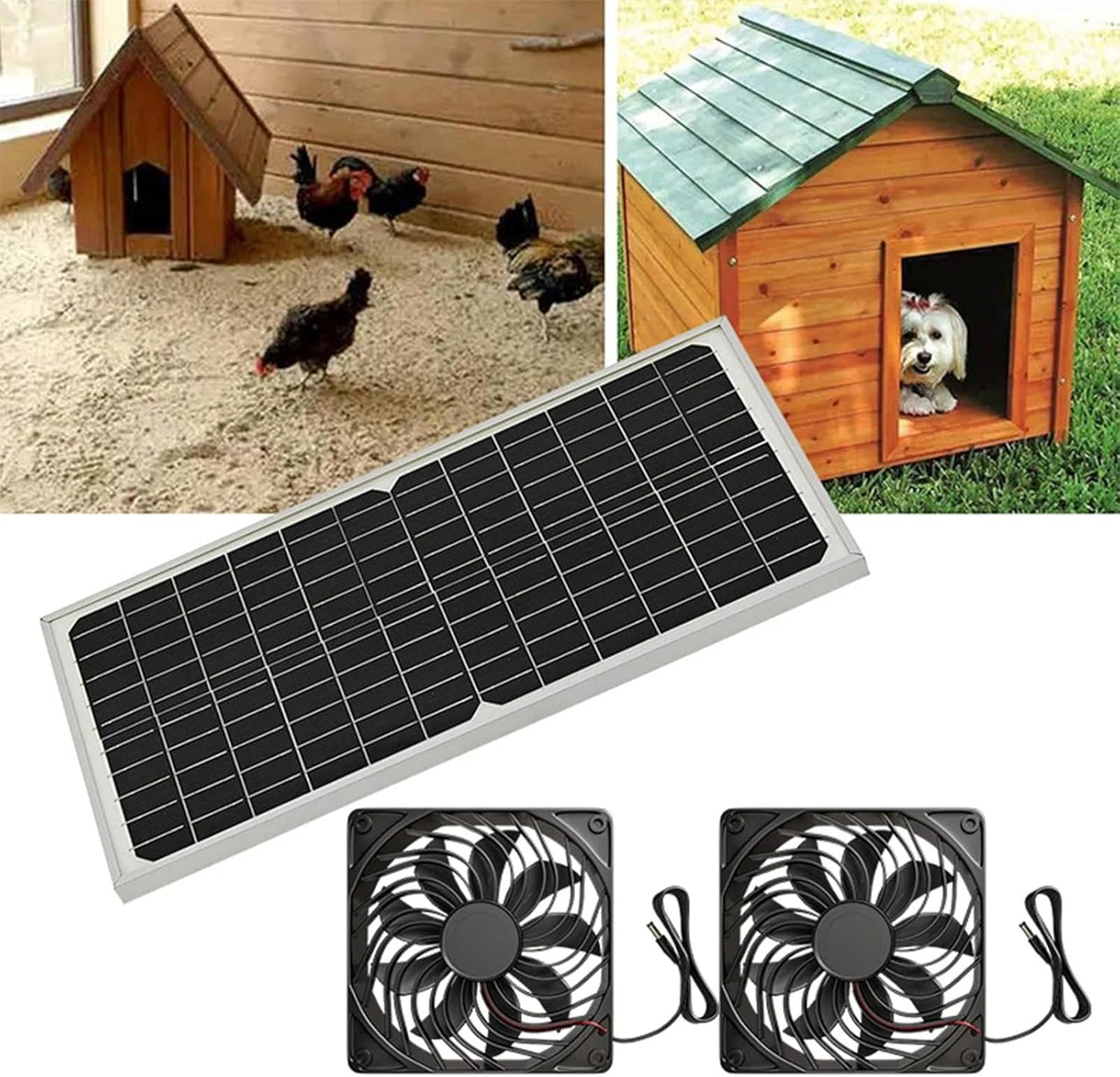 20W Solar Exhaust Fan for Chicken Coop, Sheds, Greenhouses, Dog Houses, Windows, Attics, Solar