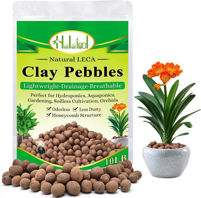 Halatool 10LB Leca Clay Pebbles for Plants 4mm-16mm Clay Balls 100% Natural Hydroton Leca Balls for