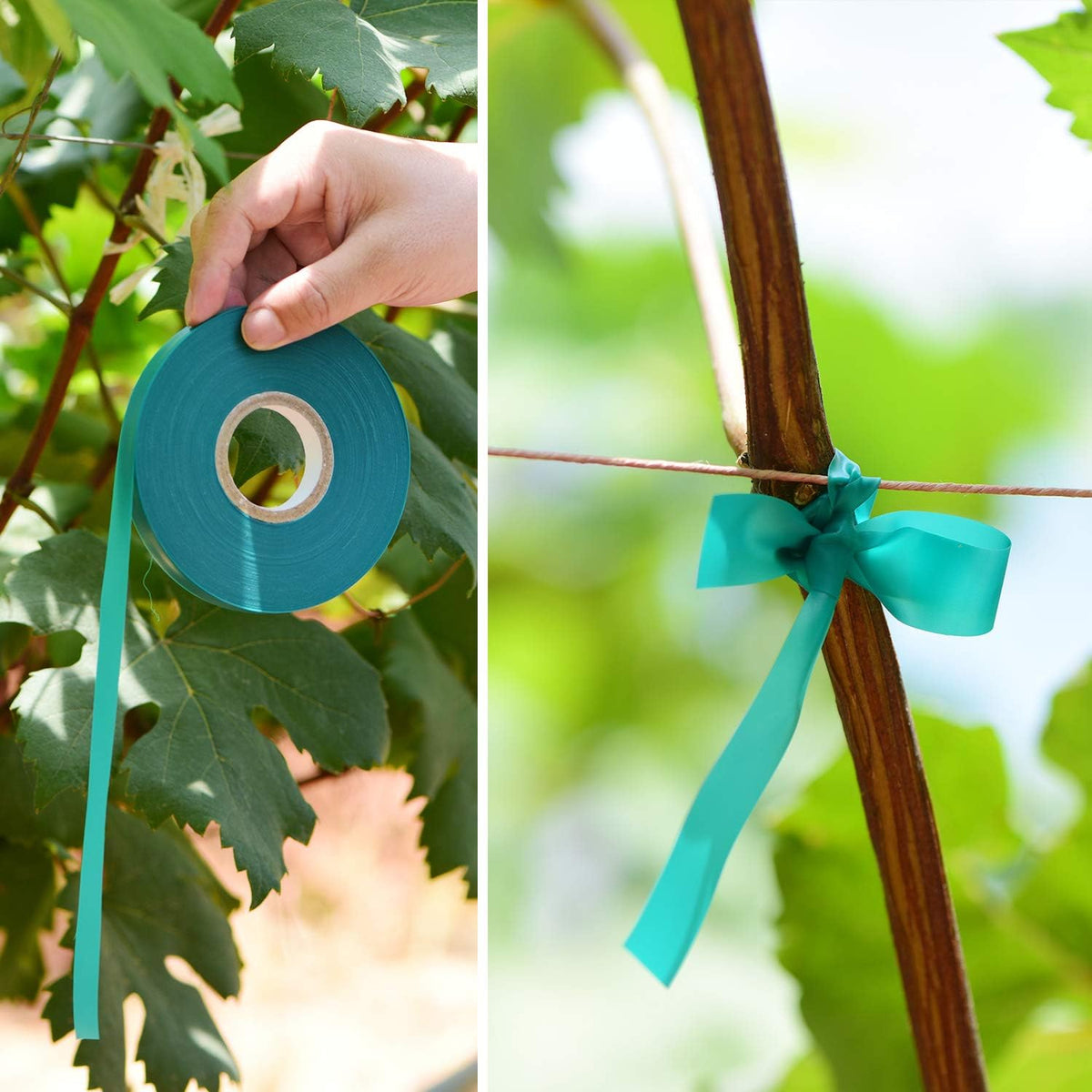 10 Pcs 150 Feet x 1/2" Wide Stretch Tie Tape Green Plant Garden Tie, Garden Vinyl Stake for