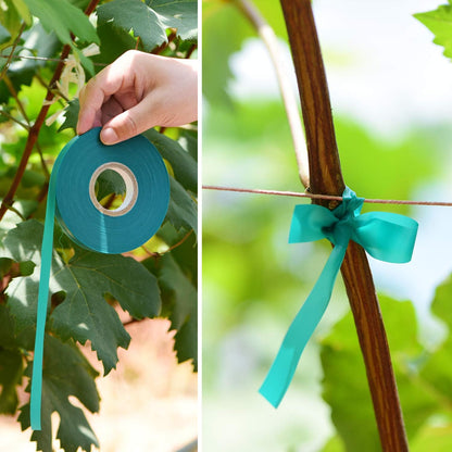 10 Pcs 150 Feet x 1/2" Wide Stretch Tie Tape Green Plant Garden Tie, Garden Vinyl Stake for