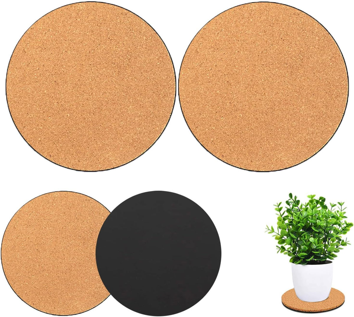 2 Pieces Cork Plant Coasters, 12 Inch Cork Plant Mats, Cork Coaster for Planters, Large Plant