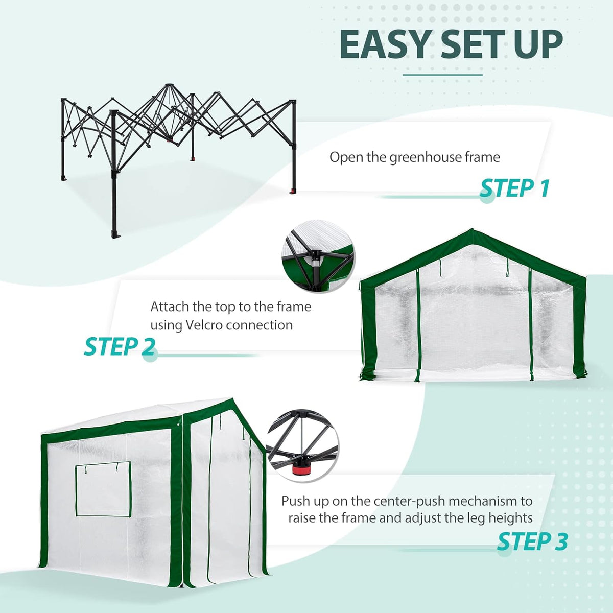 EAGLE PEAK 8x8 Portable Walk in Greenhouse with Polyester Reinforced Corners, Heavy Duty Instant