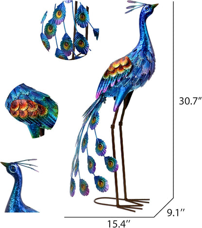 Kircust Peacock Garden Statue and Sculpture, Metal Peacock Yard Art Decor, Standing Bird Outdoor
