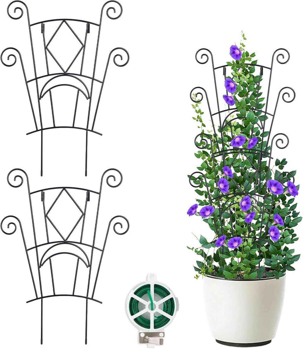 Stackable Plant Support Stakes, 2 Pack Metal Twig Plants Trellis for Indoor and Outdoor Use, Garden