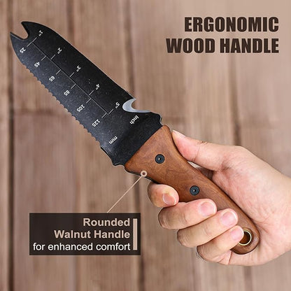 TOPLINE Hori Hori Garden Knife with Oxford Sheath, 7”Stainless Steel Blade with Cutting Edge