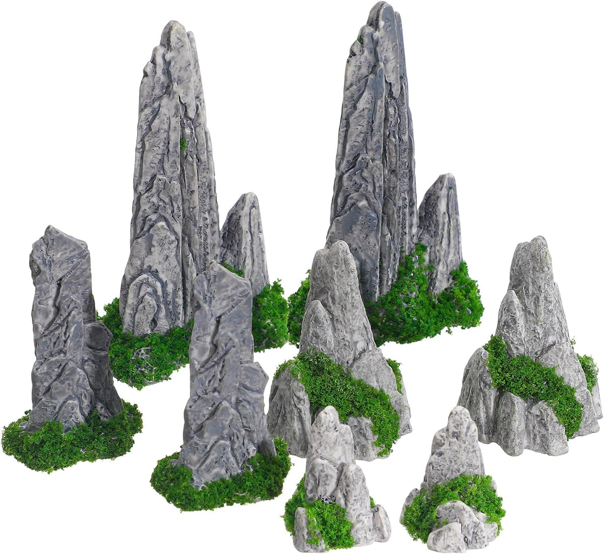 NOLITOY Simulated Rockery Ornaments Set of 8 - Realistic Miniature Garden Decor for Bonsai Home and