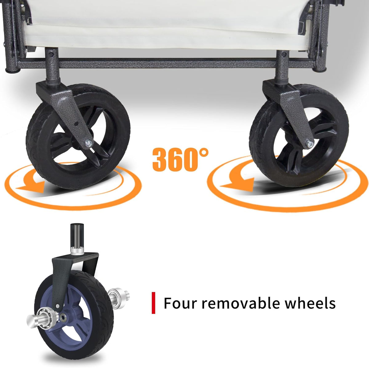 Foldable Wagon with Canopy - Collapsible Utility Cart with 2 Seats & Belts, Adjustable Handle