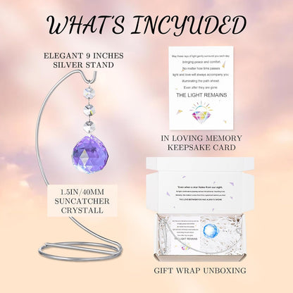 9-Inch,Unique Sympathy Gifts for Loss of Loved One,40mm Crystal Suncatcher,Condolences Gift for