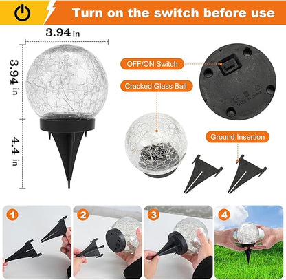 Solar Globe Lights Outdoor Waterproof-Solar Balls-Solar Garden Lights-Orbs for Outside 4 Pack