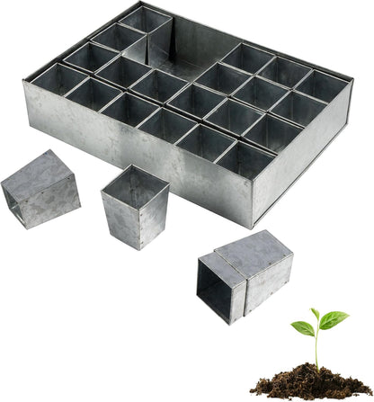 Kings County Tools Seed Starter Tray - Galvanized Steel Metal Seedling Tray with 24 Plant Starter