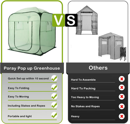 Porayhut Pop Up Greenhouse Tent,Portable X-Large Walk-in Flower House ,Indoor Outdoor Gardening