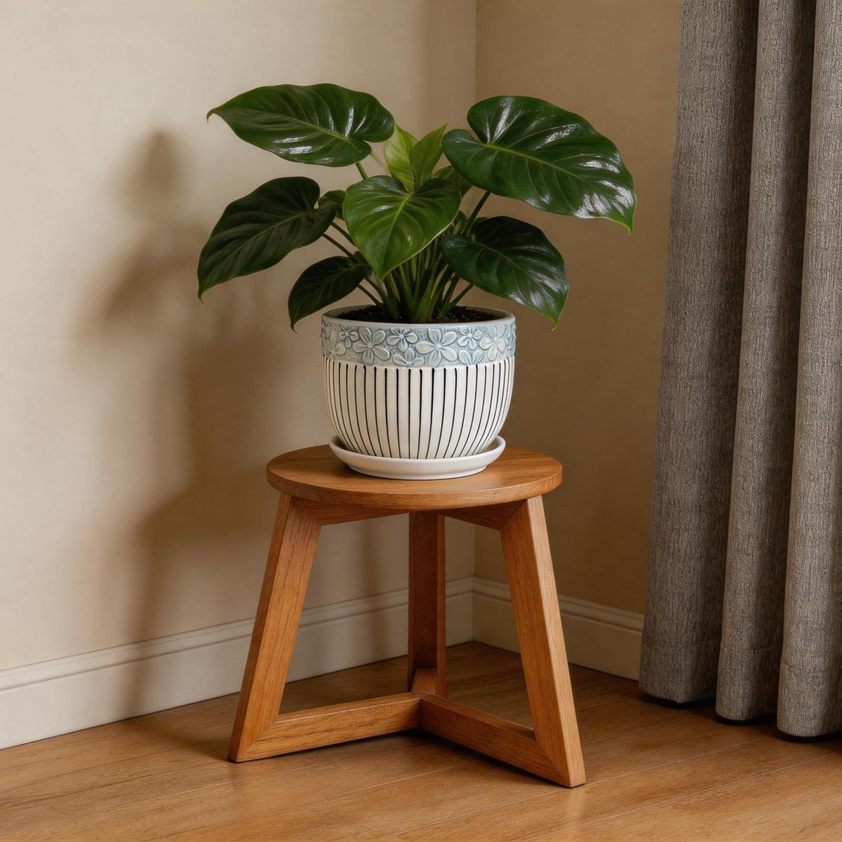 FOLKLORE13 Vintage Flower Pots for Indoor Plant, Round Ceramic Plant Pots with Drainage Holes and