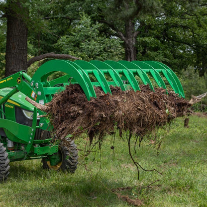Titan Attachments 72" HD Root Grapple Rake Attachment, Fits John Deere Hook & Pin Tractors, Twin