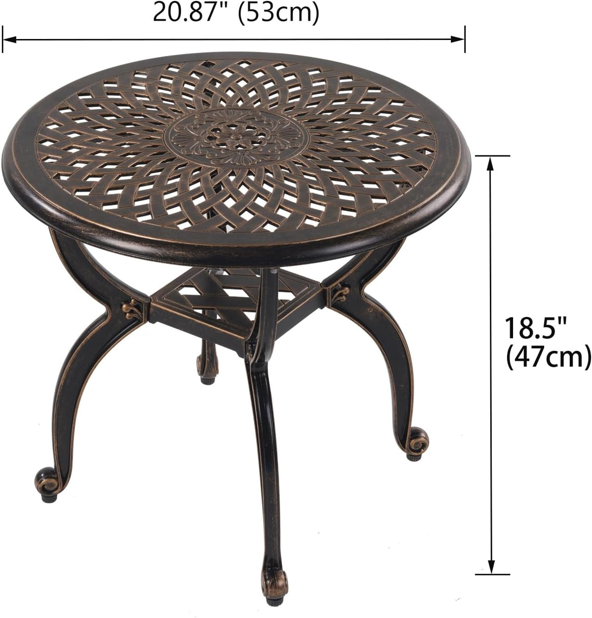 Cast Aluminum Outdoor Side Table,Small Patio Table,Outdoor Coffee Tables for Patio,Garden,Balcony