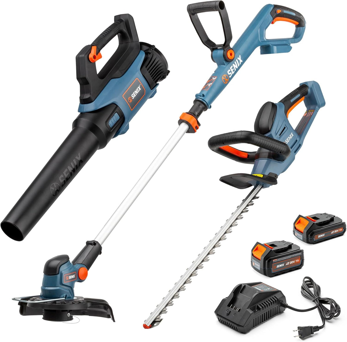 SENIX X2 20 Volt Max* 3-Piece Cordless Power Tool Combo Kit with Battery Powered 10" String