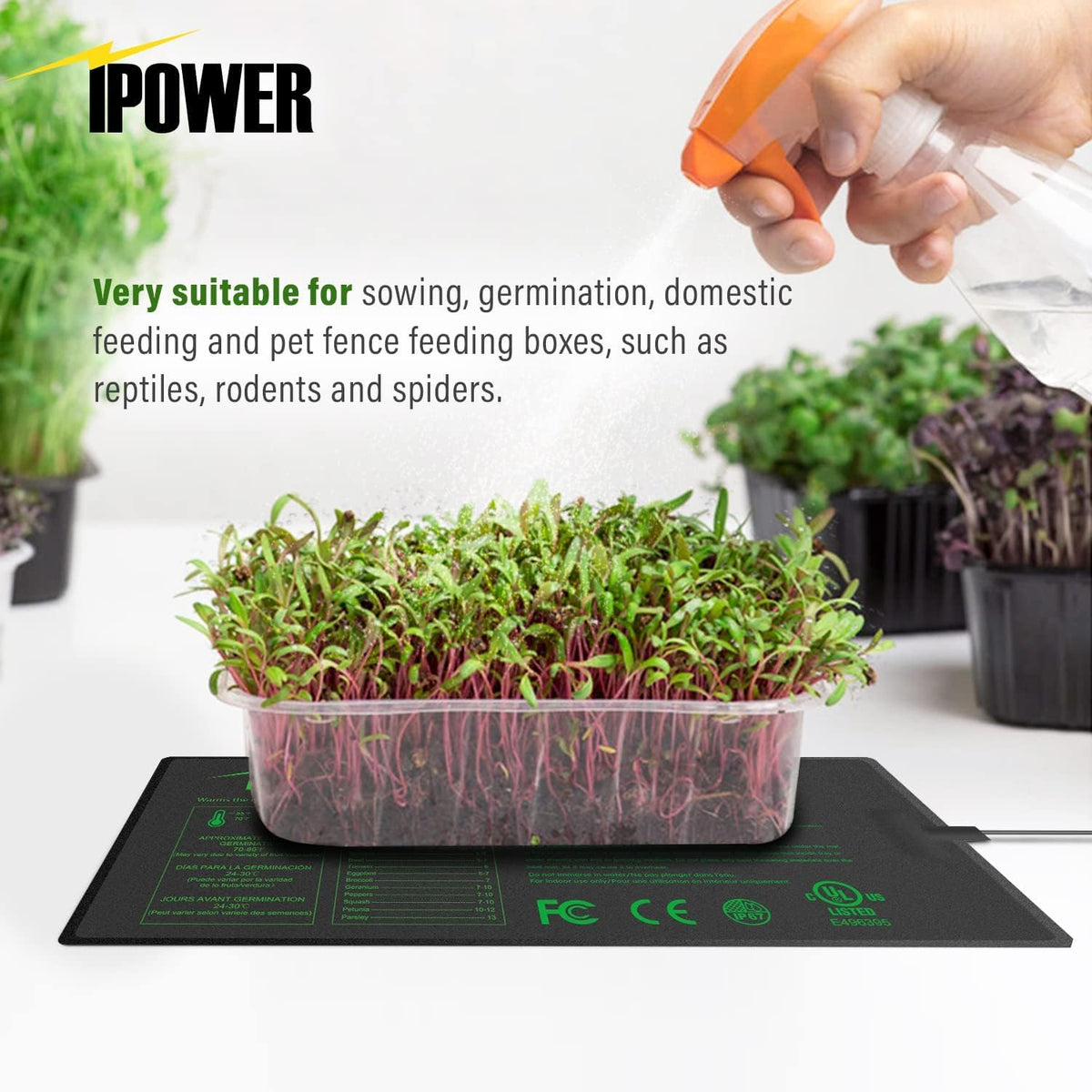 iPower 10" x 20.75" Seeding Heat Mat with New-Upgraded Carbon Film, Indoor Gardening Plant