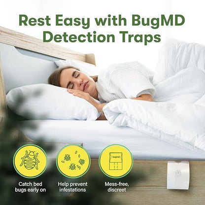 BugMD Bed Bug Trap (1 Pack, 12 Traps) - Interceptors, Bed Bug Prevention, Sticky Glue Traps, Insect