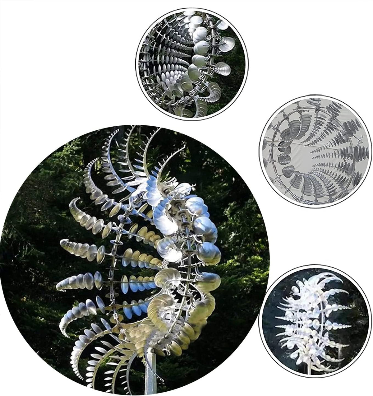 Unique and Magical Metal Windmill, 3D Wind Powered Kinetic Sculpture, Wind Spinner Solar, Wind