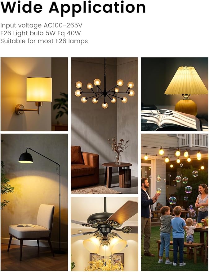 Warm Light Bulbs, Full Spectrum Light Bulb 2700K LED Lightbulbs G45 Soft White Grow Small E26