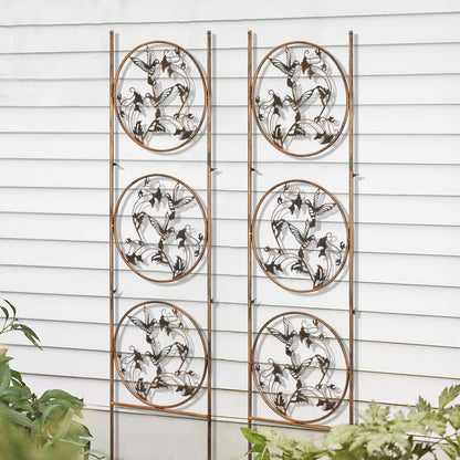 SUNNYPARK Set of 2 Hummingbird Metal Garden Trellis for Climbing Plants, Decorative Vegetables